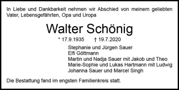 Traueranzeige von Walter Schönig von vrm-trauer