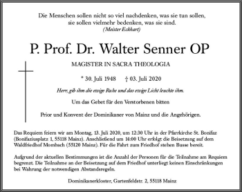 Traueranzeige von Walter Senner von vrm-trauer
