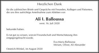 Traueranzeige von Ali I. Balloussa von vrm-trauer