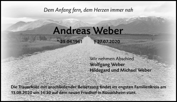 Traueranzeige von Andreas Weber von vrm-trauer