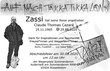 Traueranzeige von Claude Thomas Cazare von vrm-trauer
