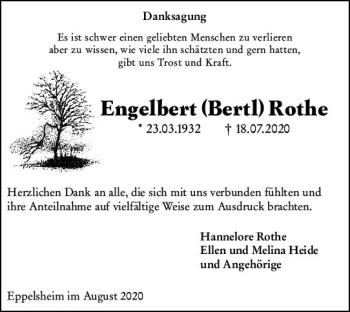 Traueranzeige von Engelbert Rothe von vrm-trauer