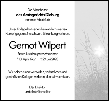 Traueranzeige von Gernot Wilpert von vrm-trauer