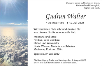 Traueranzeige von Gudrun Walter von vrm-trauer