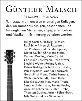 Traueranzeige von Günther Malsch von vrm-trauer