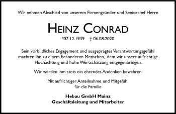 Traueranzeige von Heinz Conrad von vrm-trauer