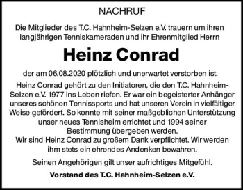 Traueranzeige von Heinz Conrad von vrm-trauer