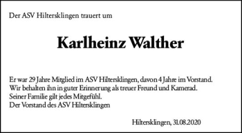 Traueranzeige von Karlheinz Walther von vrm-trauer