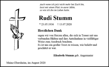 Traueranzeige von Rudi Stumm von vrm-trauer