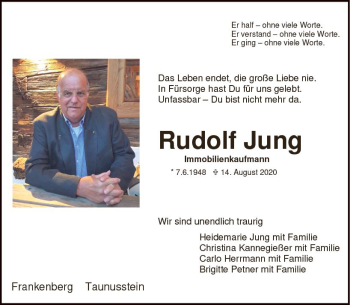 Traueranzeige von Rudolf Jung von vrm-trauer