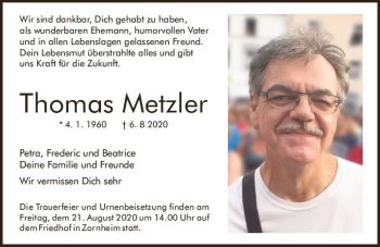 Traueranzeige von Thomas Metzler von vrm-trauer