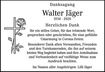 Traueranzeige von Walter Jäger von vrm-trauer