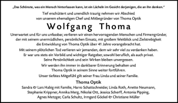 Traueranzeige von Wolfgang Thoma von vrm-trauer