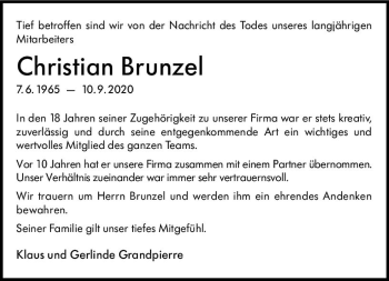 Traueranzeige von Christian Brunzel von vrm-trauer