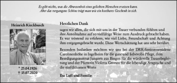 Traueranzeige von Heinrich Kieckbusch von vrm-trauer