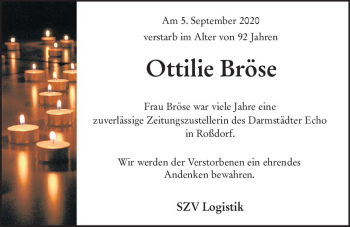 Traueranzeige von Ottilie Bröse von vrm-trauer