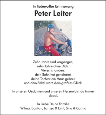 Traueranzeige von Peter Leiter von vrm-trauer