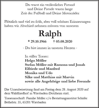 Traueranzeige von Ralph  von vrm-trauer