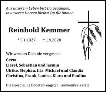 Traueranzeige von Reinhold Kemmer von vrm-trauer