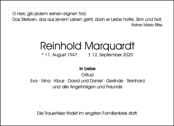 Traueranzeige von Reinhold Marquardt von vrm-trauer