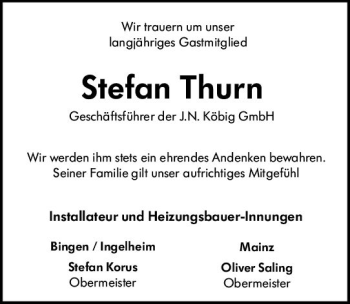 Traueranzeige von Stefan Thurn von vrm-trauer