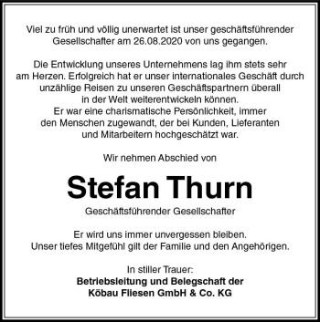 Traueranzeige von Stefan Thurn von vrm-trauer