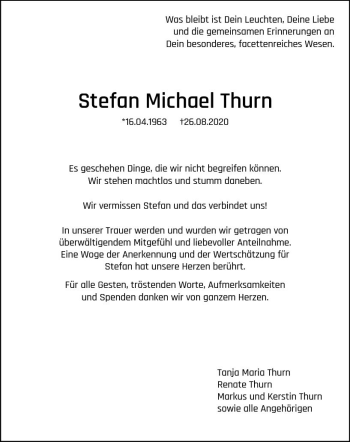 Traueranzeige von Stefan Michael Thurn von vrm-trauer