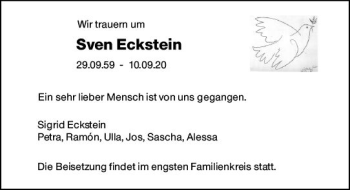 Traueranzeige von Sven Eckstein von vrm-trauer