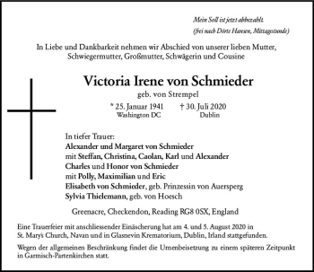 Traueranzeige von Victoria Irene von Schmieder von vrm-trauer