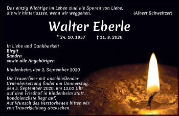 Traueranzeige von Walter Eberle von vrm-trauer