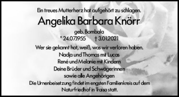 Traueranzeige von Angelika Barbara Knörr von vrm-trauer