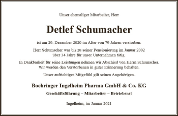 Traueranzeige von Detlef Schumacher von vrm-trauer