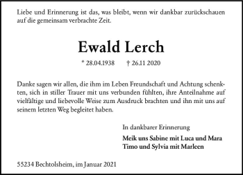 Traueranzeige von Ewald Lerch von vrm-trauer