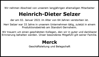 Traueranzeige von Heinrich-Dieter Selzer von vrm-trauer