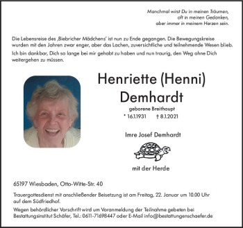 Traueranzeige von Henriette Penni von vrm-trauer
