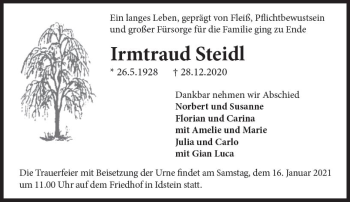 Traueranzeige von Irmtraud Steidl von vrm-trauer