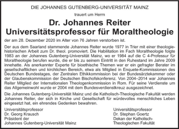 Traueranzeige von Johannes Reiter von vrm-trauer