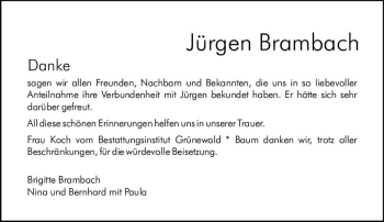 Traueranzeige von Jürgen Brombach von vrm-trauer