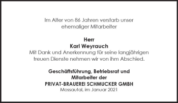 Traueranzeige von Karl Weyrauch von vrm-trauer