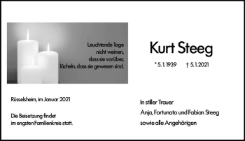 Traueranzeige von Kurt Steeg von vrm-trauer