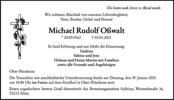 Traueranzeige von Michael Rudolf Oßwalt von vrm-trauer