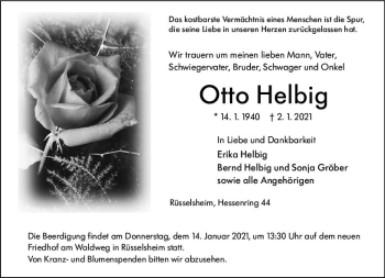 Traueranzeige von Otto Helbig von vrm-trauer