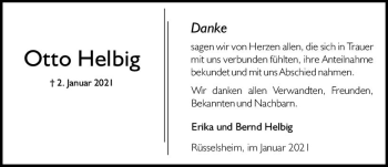 Traueranzeige von Otto Helbig von vrm-trauer