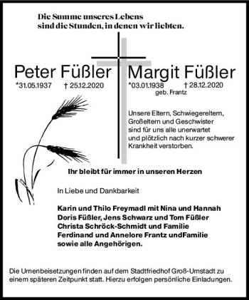 Traueranzeige von Peter Füßler von vrm-trauer