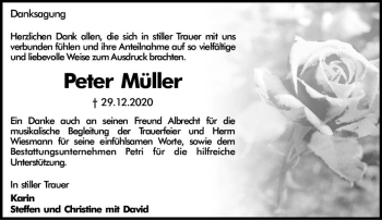 Traueranzeige von Peter Müller von vrm-trauer