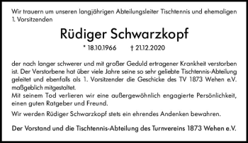 Traueranzeige von Rüdiger Schwarzkopf von vrm-trauer