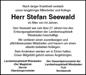 Traueranzeige von Stefan Seewald von vrm-trauer