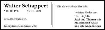 Traueranzeige von Walter Schappert von vrm-trauer