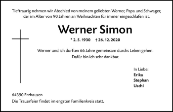 Traueranzeige von Werner Simon von vrm-trauer