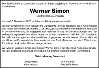 Traueranzeige von Werner Simon von vrm-trauer